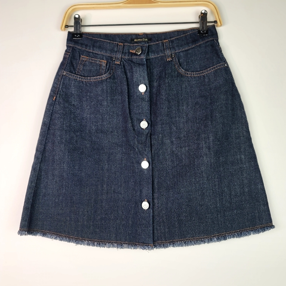 Massimo Dutti denim a-line button skirt size 4